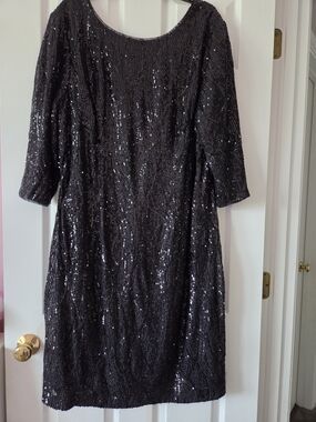 SLNY Womens Black Sequin Dress Size 22W